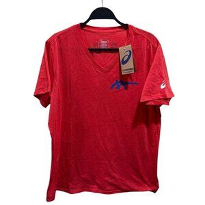 Asics Womens Size 2XL‎ Red 1977 Heritage Americana V-Neck Tee T-shirt NWT